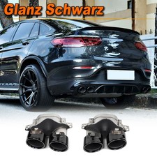 Für Benz C253 X253 GLC43AMG 2015-22 Glanz Schwarz Auspuffblende Endrohr Tailpipe