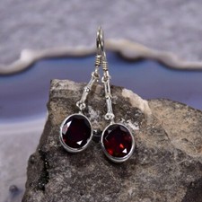 Granat Ohrring, 925er Silber