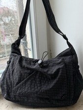 Schultertasche Kariert Schwarz
