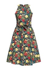 QUEEN KEROSIN Damen Swing Kleid mit hawaiianischem Blumendesign