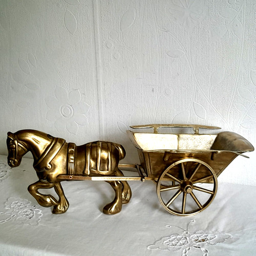 Pferd mit wagen - mit, messing
