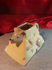 Alte Große Mäuse Milchkanne Kanne Keramik Gelb (5684)