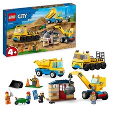 LEGO City Baufahrzeuge und Kran mit Abrissbirne Spielzeug mit Bagger Kipper 