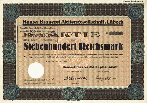 Hansa brauerei 1929 lübeck - brauerei,