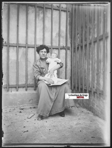 Frau baby alte glasfoto - alte,