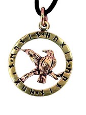 Odins Raben Hugin Munin Anhänger Bronze Namen Runen Ring Nr 137