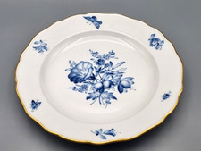 Meissen Porzellan Speiseteller antik, Aquatinta Blume Bukett Insekten, 1. Wahl