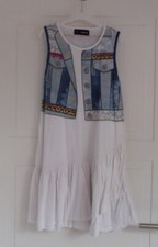 Desigual Kleid, Sommerkleid, blau weiß, Jeansweste, Gr. 146/152