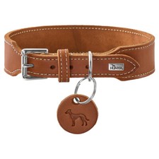 Hunter Halsband Aalborg extra-breit für Hunde cognac Rindsleder Made in Germany