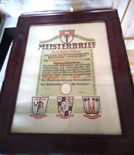 Alter Meisterbrief Elektroinstallateur  Bayreuth  7 Mai 1936 -GR  60x50cm