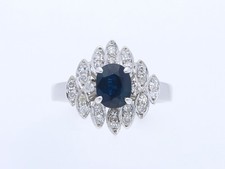 vintage Ring 1,40 Karat Saphir Brillanten 585 Weiss Gold Wert: 1.800,- EUR deta