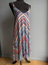 Sommer Kleid *KangaROOS* Gr.38 Spaghetti Träger Strandkleid Bunte Muster Viskose