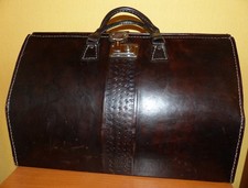 Großer alter Arzt Koffer  Hebammen Apotheker Tasche Dunkelbraun 50 x 30