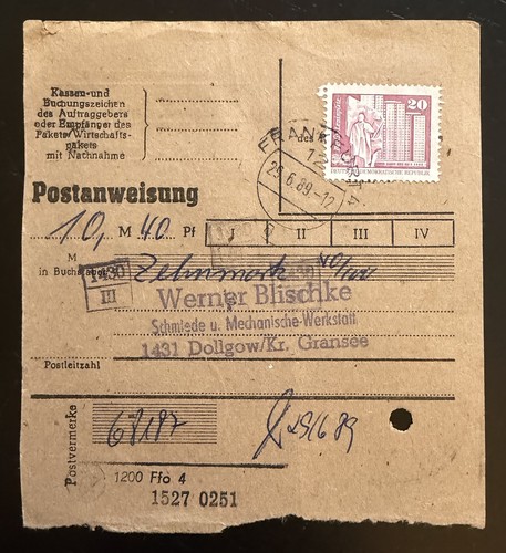 Ddr 1820 postanweisung - 👉, mi