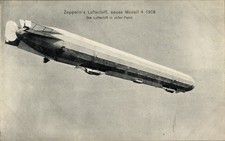 Ak Zeppelins Luftschiff, neues Modell Z 4 1908, in voller Fahrt - 11431561