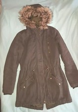 Tolle Winter Jacke Parka Kapuze Fell/Pelz Imitat Oliv Grün Gr.S/M