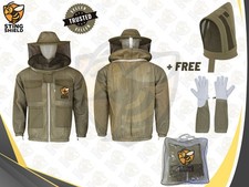 3-lagige ultra belüftete grüne Imkerei Jacke Rundmütze Schleier Bienenanzug Handschuhe