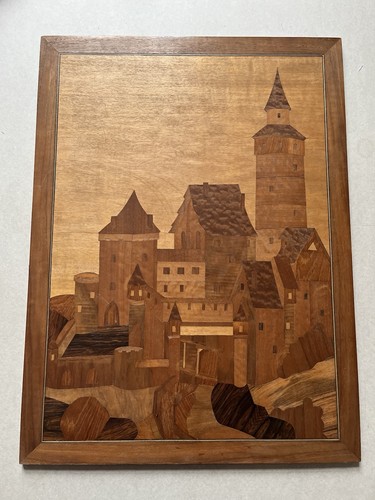 Intarsienbild stad holz mosaik - stad,