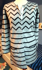 GUDRUN SJÖDEN Strickjacke grau schwarz Zacken Streifen Baumwolle S 36 TEXT !