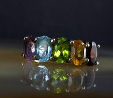 Ring Silber 925 Edelstein 18,2 mm Multicolor - modern attraktiv & elegant