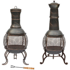 Stahl Chiminea Feuerstelle Outdoor Garten Terrasse Heizung BBQ Neu von Home Discount
