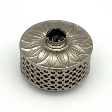 Vintage Schmuckschatulle Antik Deckeldose Stein Blume Gitter Silber Dose #3484