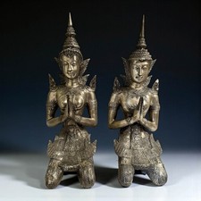 Teppanom Tempelwächter Paar Bronze Thailand, 70–90 Jahre, Sammlernachlass