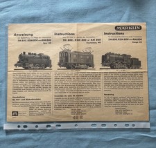 Anleitung Anweisung für die TM 800, RSM  800  und RM 800 Märklin H0  von 1951
