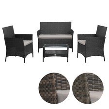 SVITA BROOKLYN Polyrattan Sitzgruppe Lounge Gartenmöbel Set Schwarz Braun Grau