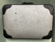 DDR Koffer VEB Kindelbrück Hartpappe Silber 1950er Kunstlederecken Deko/gepflegt