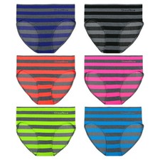 6er Pack Damen Slip Microfaser gestreift Farben Unterwäsche Unterhosen Hüftslips