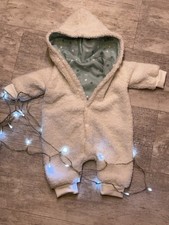 Babyoverall aus  Teddystoff mit Baumwolljersey gefüttert Gr 62 Handmade Neu