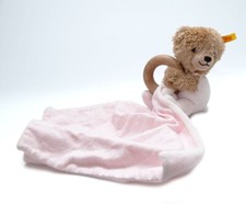Steiff Schlaf Gut Bär Holzring rosa Kuscheltuch Schmusetuch 240119