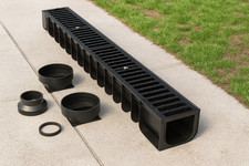 Wiltec Entwässerungsrinne 1 m mit Gusseisenrost – 25 t Traglast