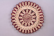 Topfuntersetzer Untersetzer Bast Rund 70er Jahre Vintage, creme-braun, 18cm