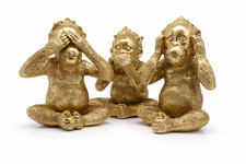 3 Affen Dekofigur Gold Baby