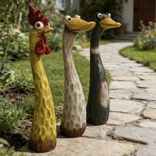 3er Set Deko Fenster Huhn Ente