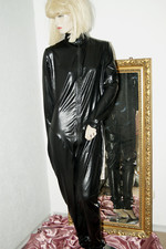 Glanz OVERALL * CATSUIT * Anzug  Lack Lederimitat Wetlook RV schwarz Cotelli XL
