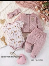 Strampler❤️Body❤️Jacke❤️Hose❤️Haarband❤️Baby❤️0-3 Monate Gr 50-62❤️4er Set