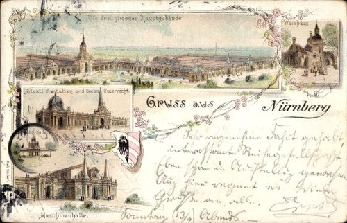 Litho nürnberg hauptgebäude - nürnberg,,