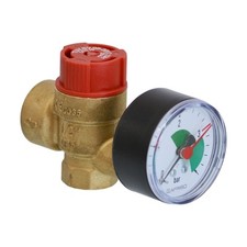 Membran-Sicherheitsventil mit Manometer für Heizungsanlagen 1/2" x 3/4" - 2,5bar
