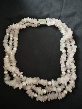 Atemberaubende Whitney Kelly WK rosa Edelstein/Perle Stirling Silber Vintage Halskette