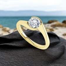 Ehering 18 K Gelbgold Rundschliff Diamant 1,00 ct IGI Lab Created