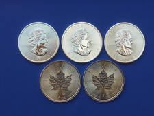 5 Silbermünzen Maple Leaf, 1