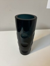 24.09.029 Deutsche Friedrich Kristall dunkelblau Vase 15 konkave Lens-Schliff