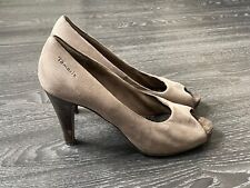 Tamaris High Heel Pumps Peep Toe, Gr. 40, Farbe taupe, Absatz 10 cm, getragen