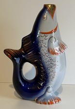 Porzellan Fisch Karaffe; Gluckigluck; Likör; Polonne; UdSSR; Vintage