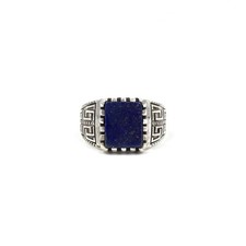 925 Silber Siegel Ring blauer