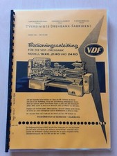 Bedienungsanleitung VDF - Drehbank Modell 18 RO , 21 RO und 24 RO