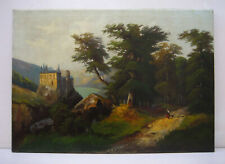 Ölgemälde alt antik 19.Jh. Landschaft Romantiker Alpen Berge Neuschwanstein